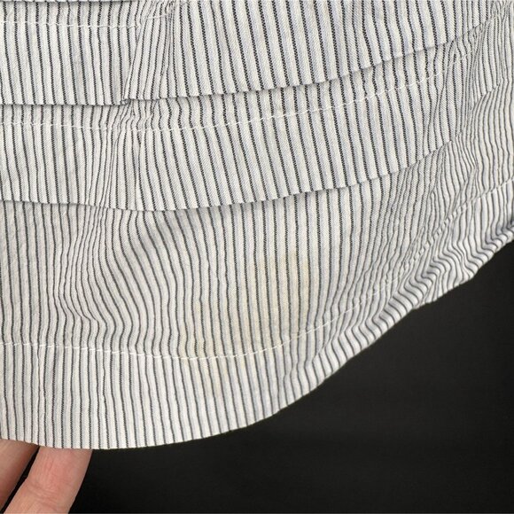 American Eagle Women's Pinstripe Bow Tie Tiered Summer Dress Size 6 Blue White - Picture 6 of 9